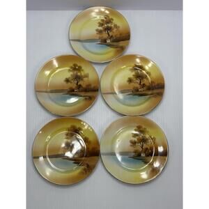 5 Vintage‎ Noritake Tree Lake Cottage Scene 6.5” Bread Dessert Plates